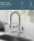 Pull Down Sprayer Kitchen Faucet With Single Handle In Brushed Nickel Finish, High Arc Gooseneck Spout, 360 Degree Rotation