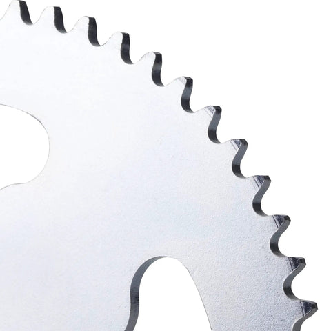 Close-up of 58 Tooth Rear Sprocket for 35 Chain, steel construction, showing teeth detail, 3 mounting holes, 29mm shaft, 33mm center-to-center.