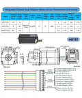 Integrated Closed-loop Stepper Motor Driver parameters and drawings for HBT57 with Nema 23 specifications.