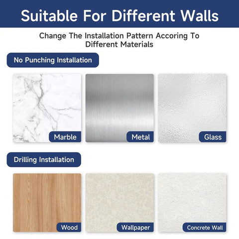 Adjustable Door Stoppers With Heavy Duty Aluminum Body And Thick Frosted Silicone installation options for various wall materials.