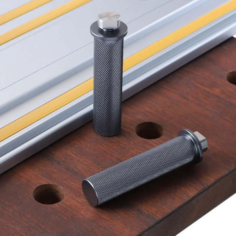 Two Pack 20mm Bench Dogs for Woodworking Tables Aluminum Alloy Sliding Slot Stop Clamp for T Slot Rails Compact Hole Stop