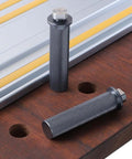 20mm Bench Dogs for Woodworking Tables Pro Grade Aluminum Alloy Sliding Slot Stop Clamps on wood table near T-slot rails