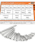 525 Piece Wood Screw Set In 16 Sizes Stainless Steel Self Tapping Phillips Flat Countersunk Wood Screws For Any Project