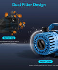 High Flow Submersible Pond Pump For Fountain Fish Pond And Waterfall Adjustable 600 To 1800 GPH with dual filter design