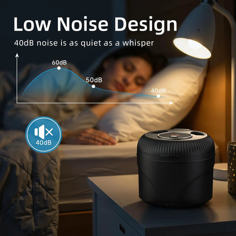 Premium Ultrasonic Retainer Cleaner Machine, 45KHz Dental Pod on nightstand, demonstrating low noise at 40dB during use.