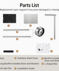 Parts list for Freestanding Toilet Paper Holder Stand With Reserve Storage In Rustproof Stainless Steel Brushed Finish for Bathroom.