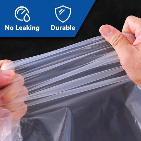 Hands stretching 20 Pack Heavy Duty Pro Grade Plastic Drop Cloths 9x12 Feet For Painting See Through Tarp Protection