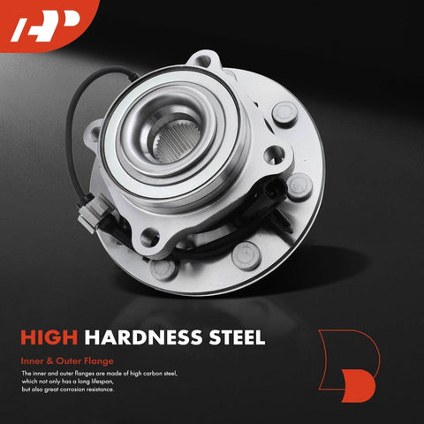 2 Pack Front Wheel Bearing And Hub Assembly With ABS 8 Lug For Chevy Silverado 1500 HD Avalanche 2500 GMC Sierra 1500 2500 3500 Yukon XL 2500 And Hummer, showing steel hub with ABS sensor
