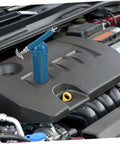 80cc Mini Grease Gun Portable Manual Lubrication Tool with Sky Blue Electroplated Finish on car engine
