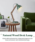 Dope LED Desk Lamp With Wireless Charger And USB C Port Sapele Wood Swing Arm Reading Light for home office or dorm bulb included