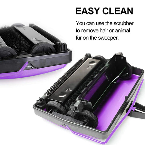 Lightweight Manual Carpet Sweeper And Rug Cleaner Cruises Across Carpets Without Breakin A Sweat Picks Up Pet Hair And Dust Like A Charm For Quick Daily Cleanup Sessions, showing easy clean scrubbing brush.
