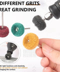 Pro Grade All In One 40 Piece Buffing And Grinding Kit with colorful grit wheels for rotary tools and drills.