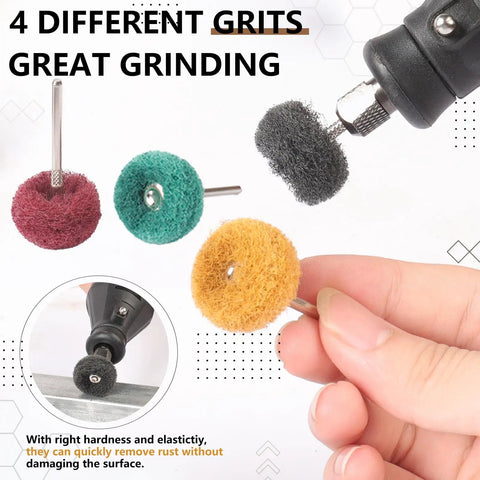 Pro Grade All In One 40 Piece Buffing And Grinding Kit with colorful grit wheels for rotary tools and drills.