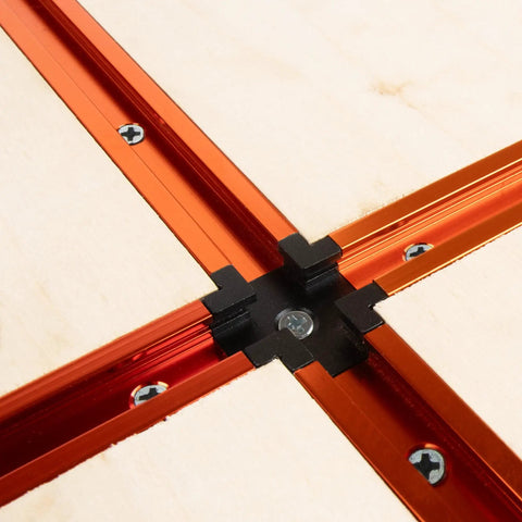 Six Pack Aluminum T Track Intersection Kit For 3/4 Inch By 3/8 Inch Universal Double Cut T Track With Solid T Slot Conjunctions