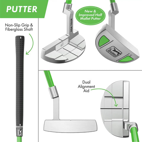 Putter from Junior Golf Club Set For Ages 3 To 5 Left Handed Beginner Starter Kit With Driver, 7 Iron, Putter And Lightweight Stand Bag