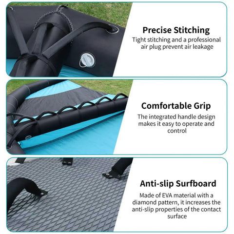 Close-up of Dope Portable Inflatable Hydrofoil Board Kit With Wing For Surfing, showing precise stitching and anti-slip surface