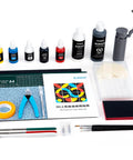All In One 3D Printing Miniatures Painting Kit with premium paints, tools, and accessories displayed on a white background.