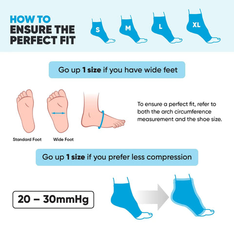 Sizing guide for Plantar Fasciitis Socks For Neuropathy Open Toe Compression Foot Sleeve For Arch And Heel Pain Relief.