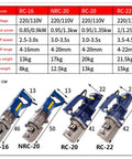 Comparison chart of Hot Shot Electric Hydraulic Rebar Cutter 110V Heavy Duty Steel Bar Cutter Up To 22mm specifications.