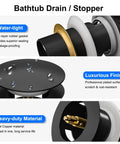 Heavy Duty Pop Up Drain For Freestanding Tub Featuring A Slick Matte Black Finish Crafted From Solid Brass With Smooth Gears