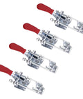 U Bolt Toggle Latch Clamp 360 Lbs Holding Power Heavy Duty Adjustable Small Latch Hardware For Freezer Storage Boxes Smoker Lid Tool Box Case Trunk Silver 4 Pack 4.75 Inch, showing side view of a pack of four clamps with red handles