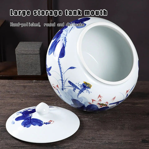 Ceramic Airtight Food Storage Jar With Retro Style Latch For Rice Tea Coffee Beans And Bulk Dry Goods Smooth twist top with large opening.