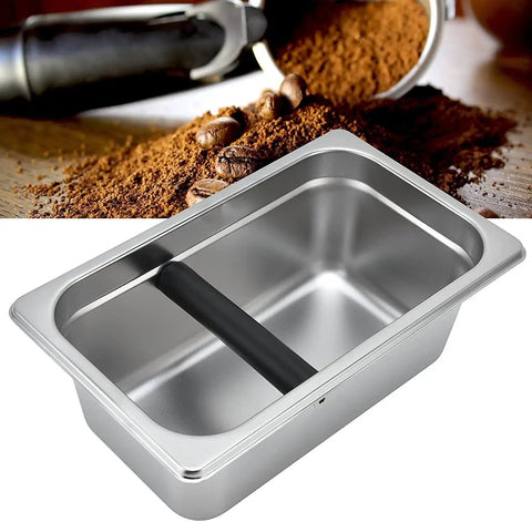 Super Solid Stainless Steel Coffee Knock Box Built Like A Tank For Totally Hassle Free Espresso Shot Cleanup With A Wide Mouth Design