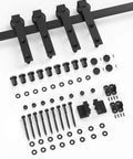 13 Ft Barn Door Hardware Kit For Double Doors, Sliding Track System For Cabinets And Closets shown with black steel components
