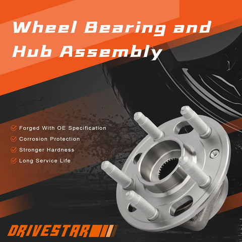 Front Wheel Hub And Bearing Assembly Pair Direct Fit For Buick Allure Lacrosse Regal Cadillac XTS CTS Malibu Impala Equinox Terrain Saab 9 5 5 Lug With ABS display