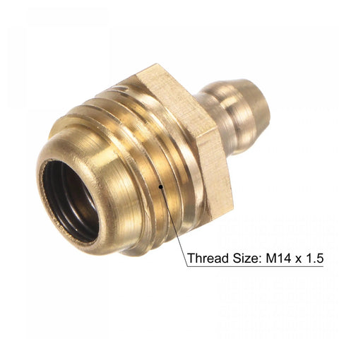 Brass Straight Grease Fitting M14 X 1.5mm Thread Hydraulic Fittings Accessories 2 Pieces close-up view showing thread size