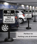 Workhorse 6 Pack Heavy Duty Sign Stands With Water Filled Base 41 Inch Adjustable Portable Sign Post Holders in parking garage