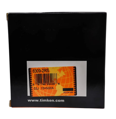 Packaging box of 6309 2RS Double Rubber Sealed Ball Bearing with label visible for industrial machinery use