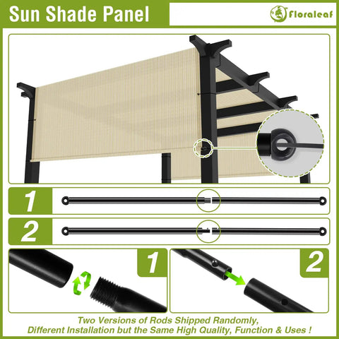 Universal Pergola Shade Cover Replacement Canopy For Deck Patio Porch Backyard Gazebo With Grommets And Weighted Rods
