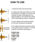 Instructions for using the Universal Bike Chain Tool Kit With Breaker And Master Link Pliers, Chain Wear Indicator, and Chain Splitter.