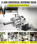 Badass Universal Indexing Head With Direct 3 Jaw Mount For Vertical Horizontal Milling Machines including tough tailstock for precision tasks.