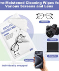 Anti-fog glasses wipes, 200-pack, pre-moistened individually wrapped lens cleaners for glasses, camera, and phone