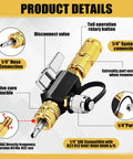 HVAC Vacuum Rated Valve Core Remover And Installer Tool Set With Dual Size Wrenches And Hex Bit Adapters For Refrigeration Repair Includes 1/4 In 3/16 In 5/16 In 3/8 In Heads Valve Cores And Brass Nuts, 1/4 inch hose and system connections