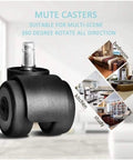Heavy Duty Silent Rubber Castor Wheels Two Inch Five Piece Set Replacement Swivel Glides For Office Chairs And Household Furniture with 360-degree rotation.