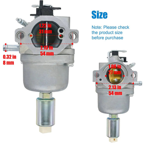 Carburetor Replacement Kit For Craftsman 42 Inch Riding Mower Lawn Tractor 14.5 To 21 HP Engine with size details