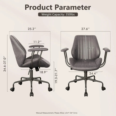 Mid Century Modern Office Chair Grey Faux Suede Ergonomic Mid Back Executive Seat With Lumbar Support Swivel Base With Smooth Rolling Casters Built Heavy Duty For Legit Comfort And A Top Tier Home Office Desk Setup