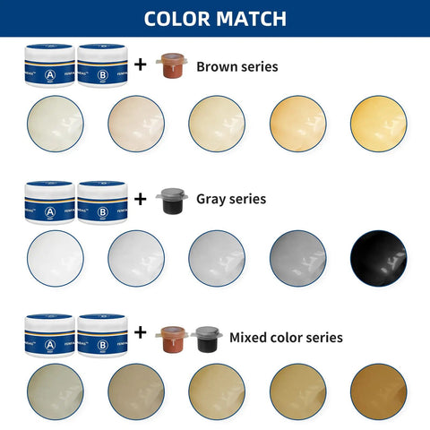 Color matching guide for Tub And Fiberglass Shower Repair Kit White 3.7oz For Porcelain Tile Porcelain Sink And Acrylic Bathtub Fixes Cracks Chips Dents Holes With Durable Patch Up And Smooth Finish In Almond Biscuit Bone Colors.