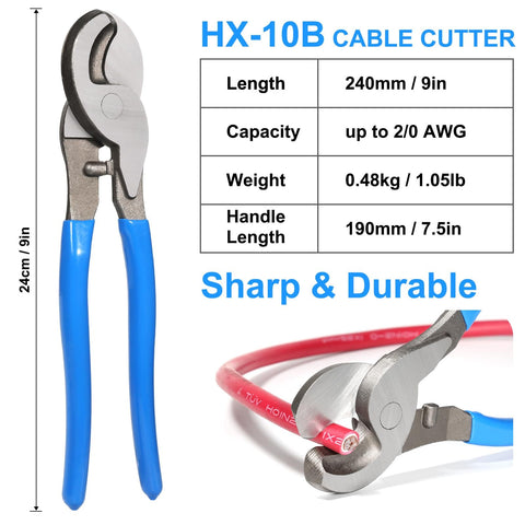 Heavy Duty Battery Cable Crimp Tool With Six Die Set For AWG 10 To One Zero Gauge And 6mm2 To 50mm2 Pro Grade Lug Crimper