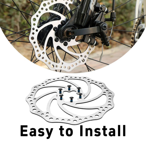 180mm Stainless Steel Disc Brake Rotor with 6 Bolts and T25 Torx Wrench for Mountain Road Bike MTB BMX Bicycle
