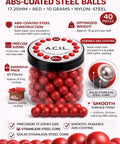 ABS Coated Steel Balls Set 17.25mm Red 10g Core With Nylon Steel Build, 0.68 Inch Precision Spheres, 40 Pack For Bearings, Hobby Machining, And High Durability In Tough DIY Projects.