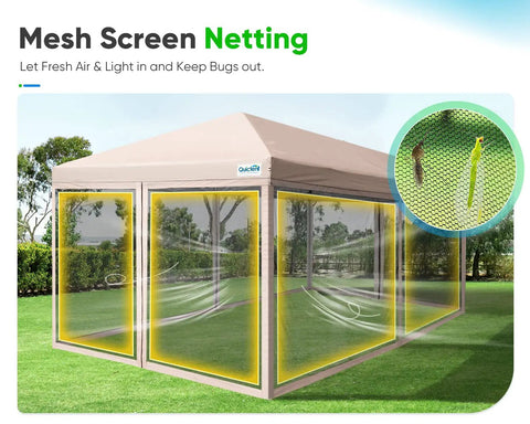 10x20 Pop Up Screened Canopy Tent With Mosquito Netting, Portable Easy Up Outdoor Screen House Shelter for Patio