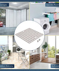 Built Tough Brushed Nickel Square Shower Drain Cover 3-7/8 Inches Wide in various settings like laundry room and balcony.