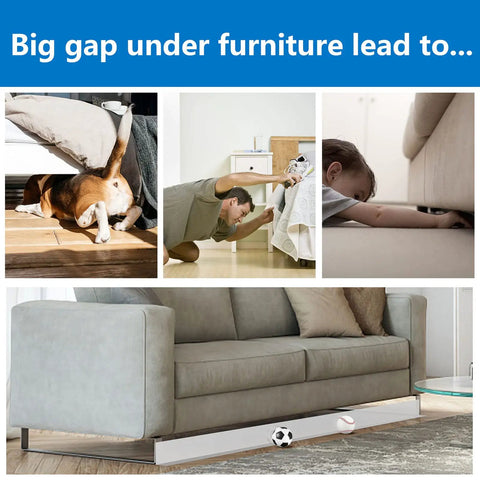 Images of items under furniture solved by Under Couch Blocker Sofa Guard Sectional Connector Bumper That Stops Items From Sliding Under