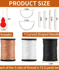 Heavy Duty Nylon Upholstery Sewing Kit With 3 Color Nylon Threads 73.5 Yards Each 7 Curved Needles Gourd Style Threader