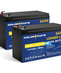 Two GoldeMate 12V 10Ah LiFePO4 Battery Pack with Built In BMS, Dual Pack, ideal for solar and marine use, 5000 plus cycles