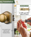 Privacy Door Knob For Interior Doors In Antique Brass being installed on a door with adjustable latch, easy installation demonstration